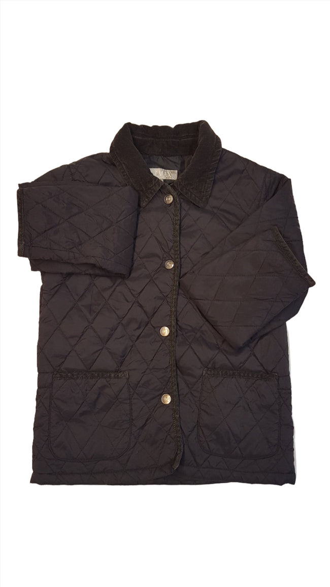 C.Z.MAX SÖTÉTKÉK STEPPELT ÁTMENETI KISLÁNY ELEGÁNS KABÁT, KORDBÁRSONY GALLÉRRALÉS BÁRSONY SZEGŐVEL Hover Image