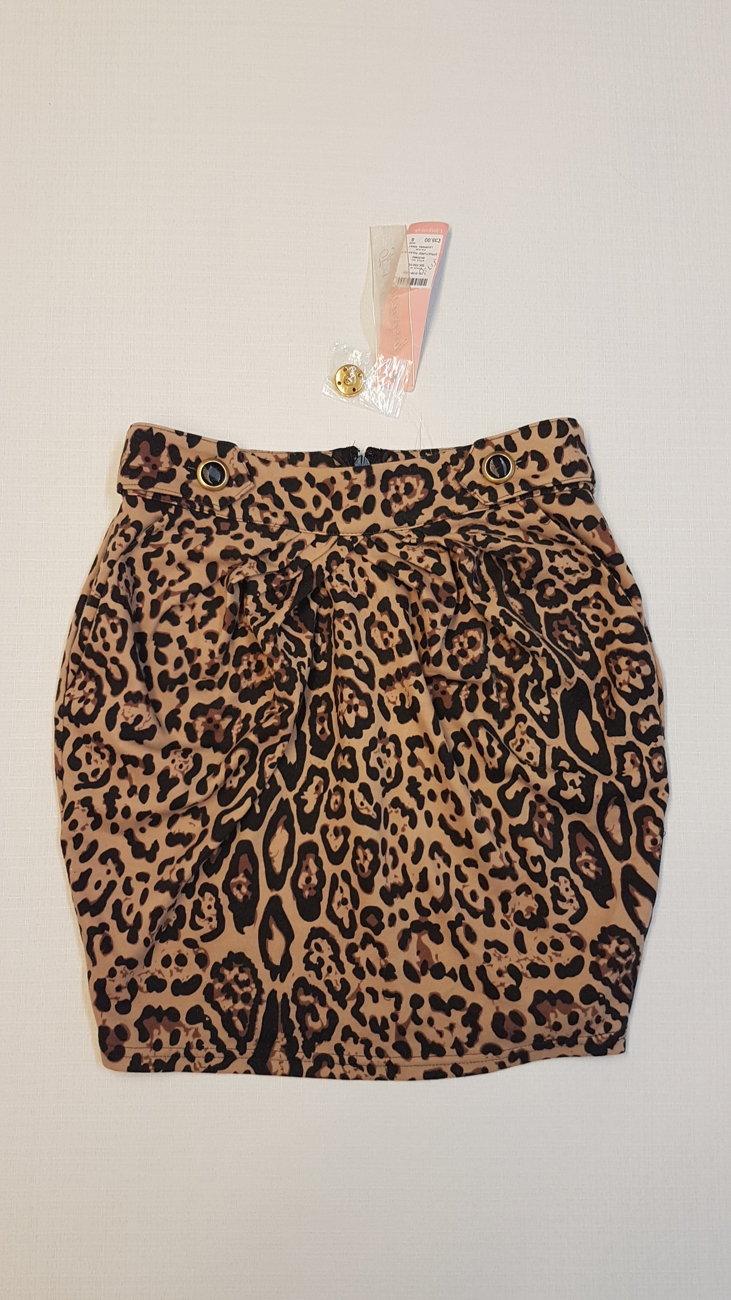 CÍMKÉS LIPSY LONDON TRENDI  LEOPÁRD MINTÁS VASTAGABB PAMUT RÁNCOLT 2 OLDALT ZSEBESKISLÁNY SZOKNYA