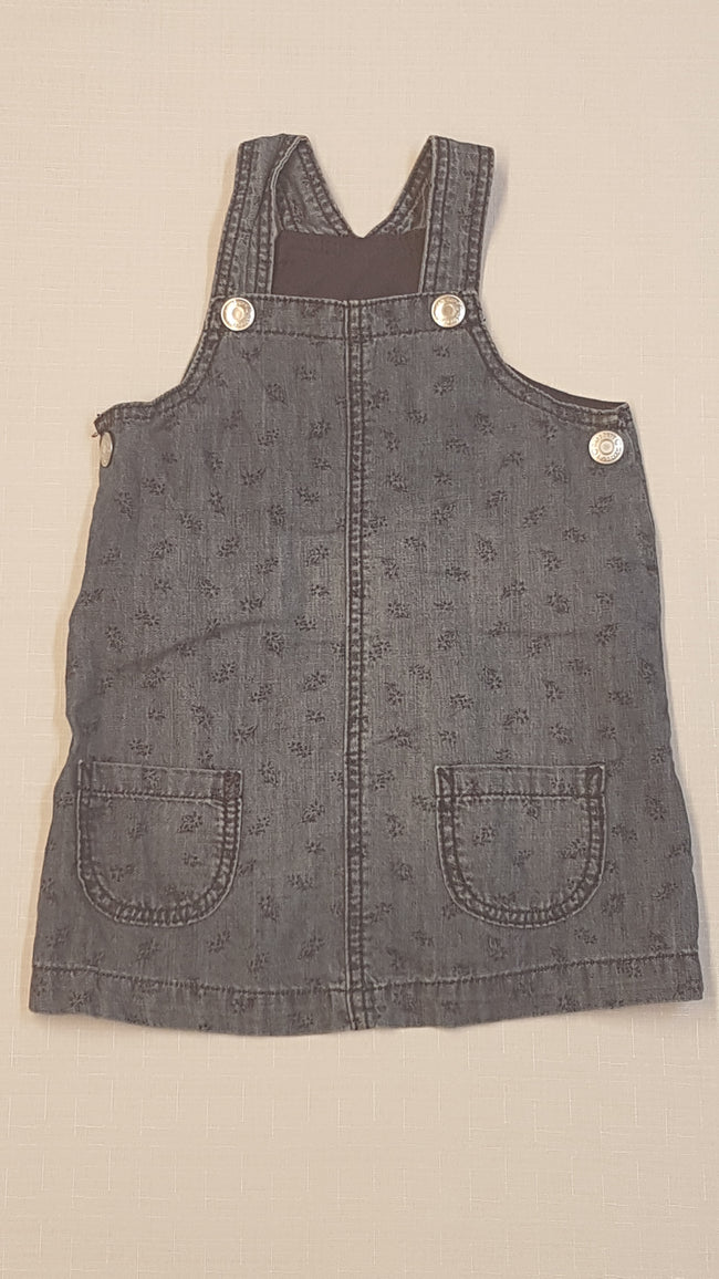 H&M PUHA KOPTATOTT DIVATOS VIRÁG MINTÁS 2 OLDALT ZSEBES KISLÁNY KANTÁROS FARMER RUHÁCSKA Hover Image