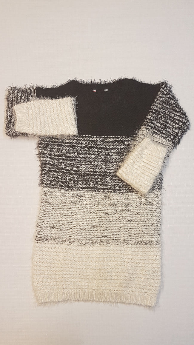 MISS EVIE VASTAG KÖTÉSŰ SZŐRMÉS TRENDI HOSSZÍTOTT KISLÁNY PULÓVER Hover Image