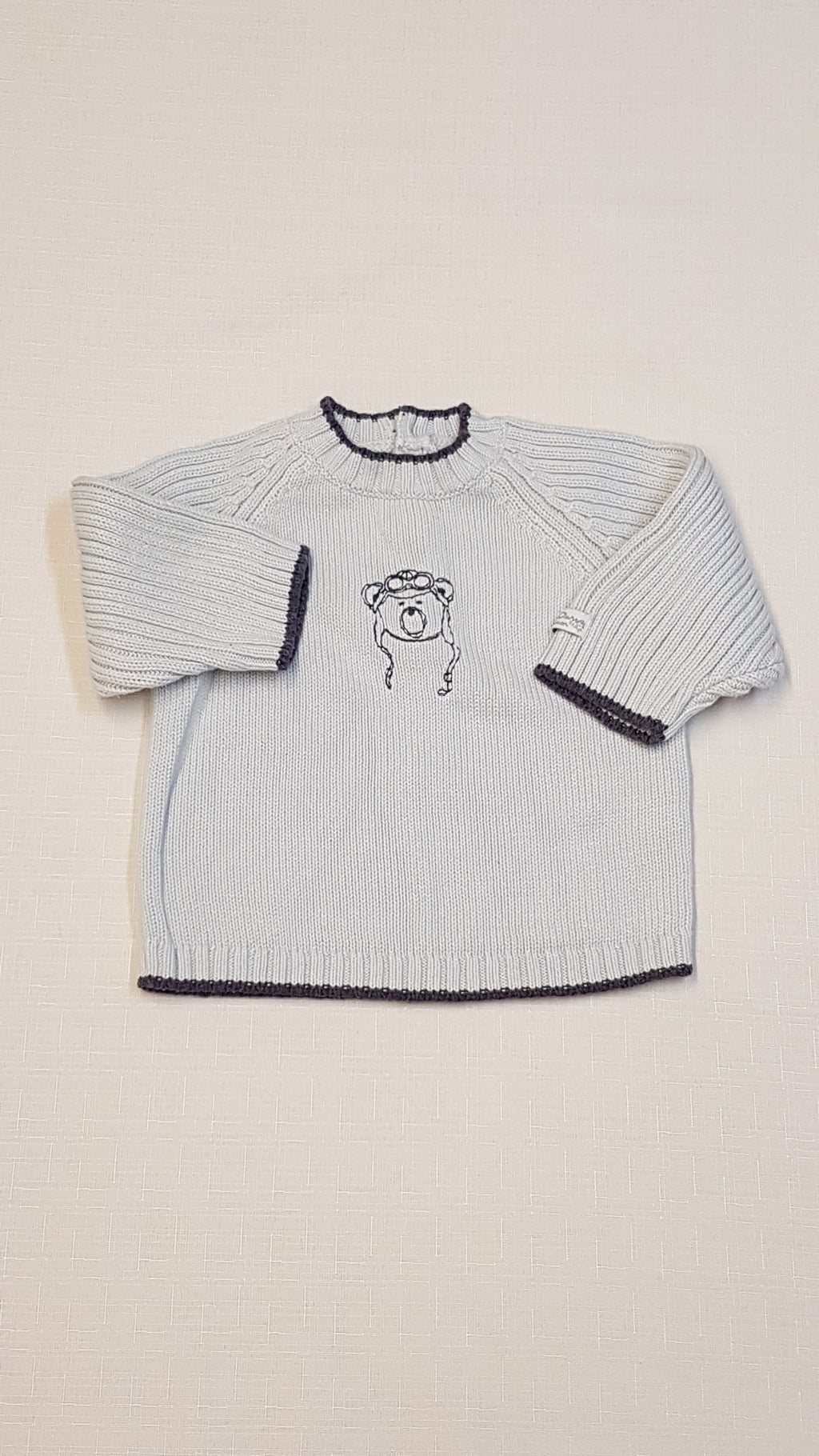 LA PETIT OURSE FRANCIA DESIGNER VASTAG KÖTÉSŰ FÜLES MACIS  KISFIÚ PULÓVER