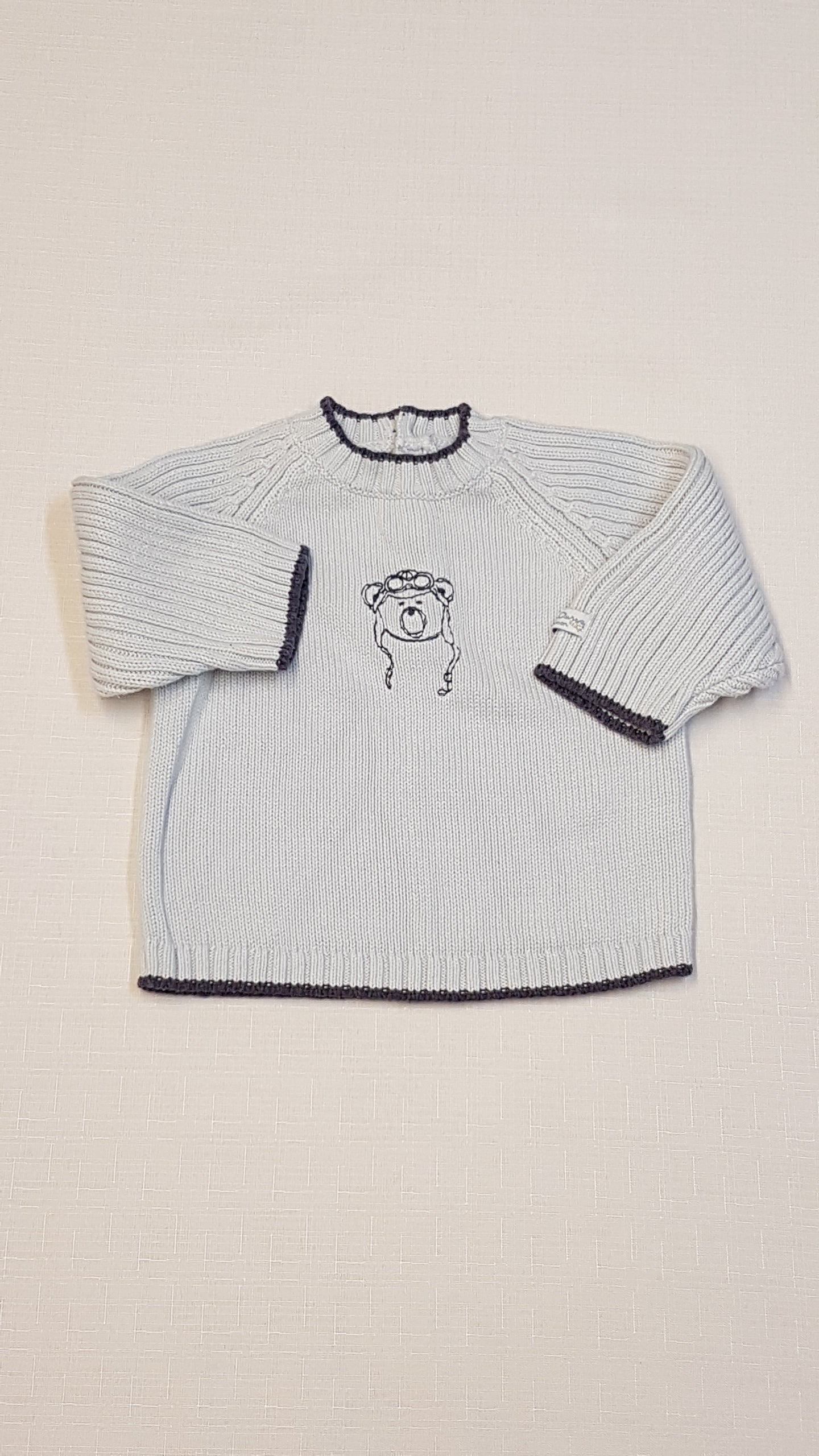 LA PETIT OURSE FRANCIA DESIGNER VASTAG KÖTÉSŰ FÜLES MACIS  KISFIÚ PULÓVER