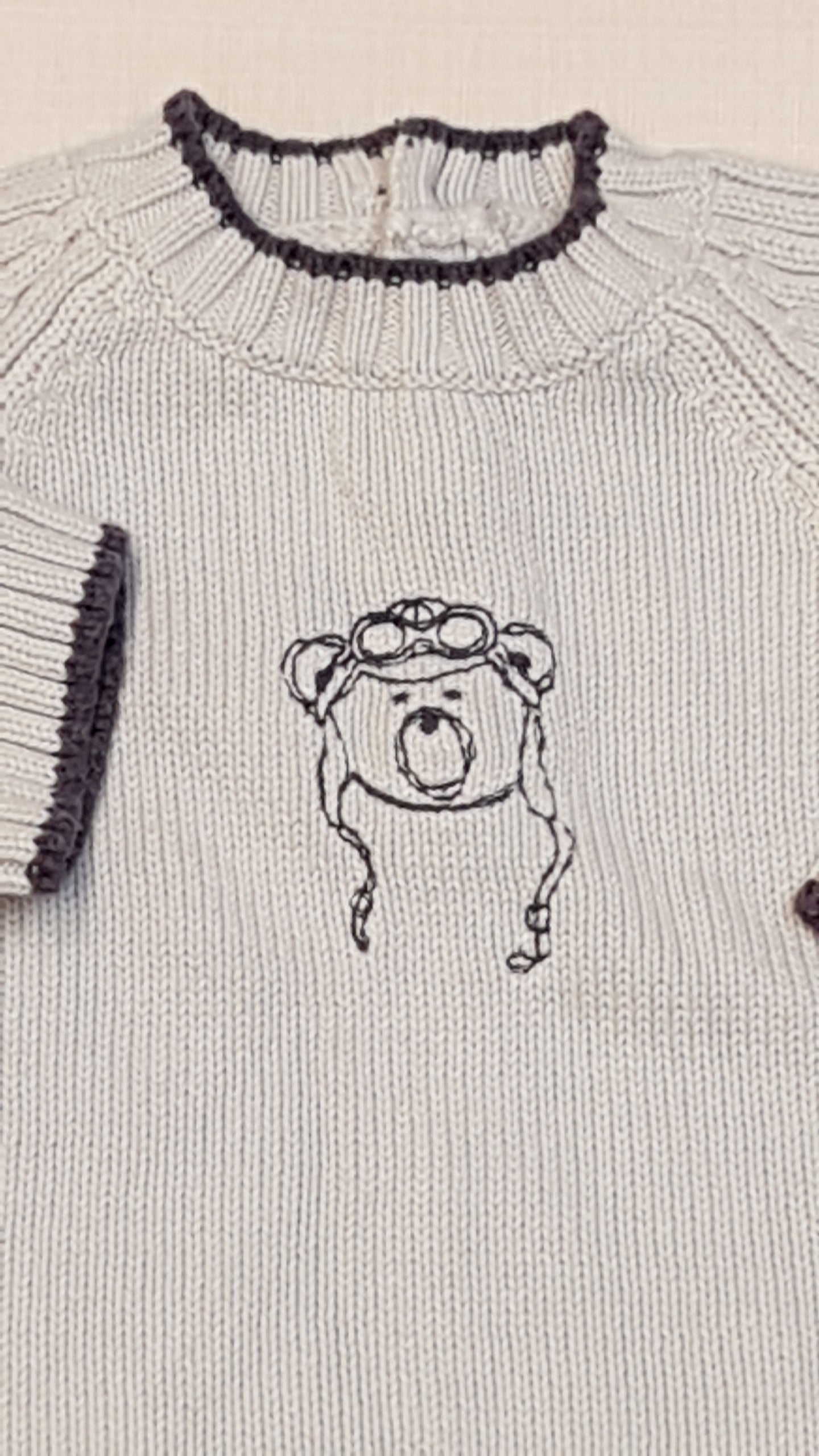 LA PETIT OURSE FRANCIA DESIGNER VASTAG KÖTÉSŰ FÜLES MACIS  KISFIÚ PULÓVER