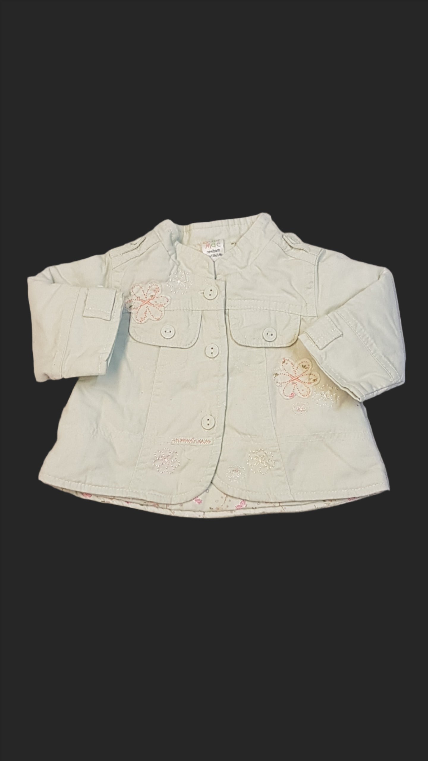 ÚJ BABY MAC EXTRA MINŐSÉGŰ HÍMZETT MENTA SZÍNŰ KISLÁNY ÁTMENETI DIVATOS KABI