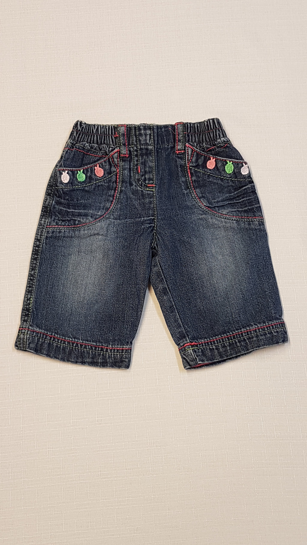 NEXT BABY HÍMZETT,SZÍNES CÉRNAMINTÁS,KOPTATOTT, KISLÁNY BÉLELT FARMER NADRÁG,GUMIS DERÉKRÉSSZEL