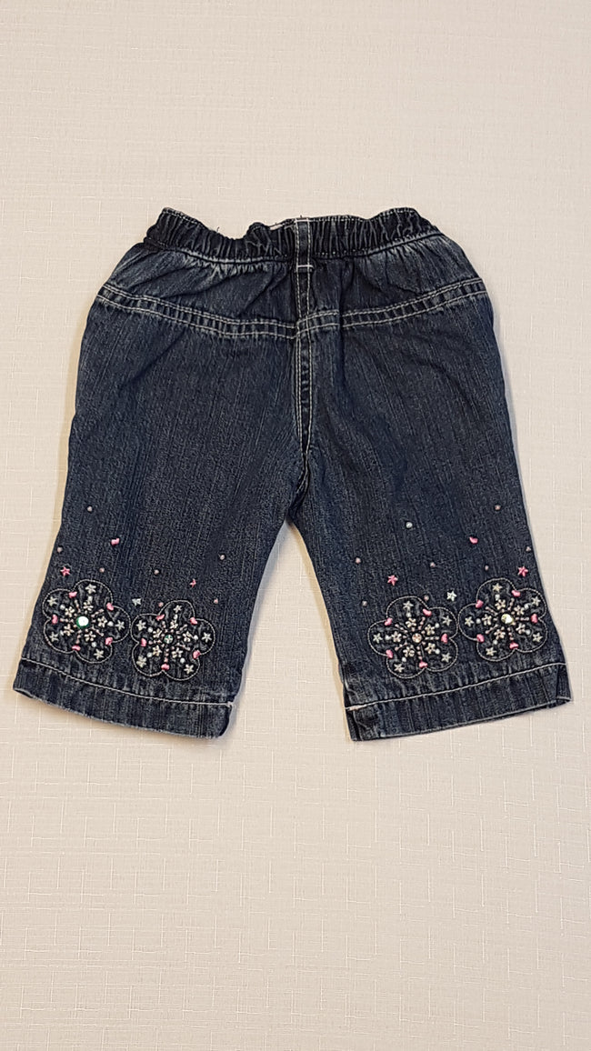 M&S CSODASZÉP HÍMZETT KOPTATOTT FLITTERES BÉLELT KISLÁNY FARMER NADRÁG GUMIS DERÉK RÉSSZEL Hover Image