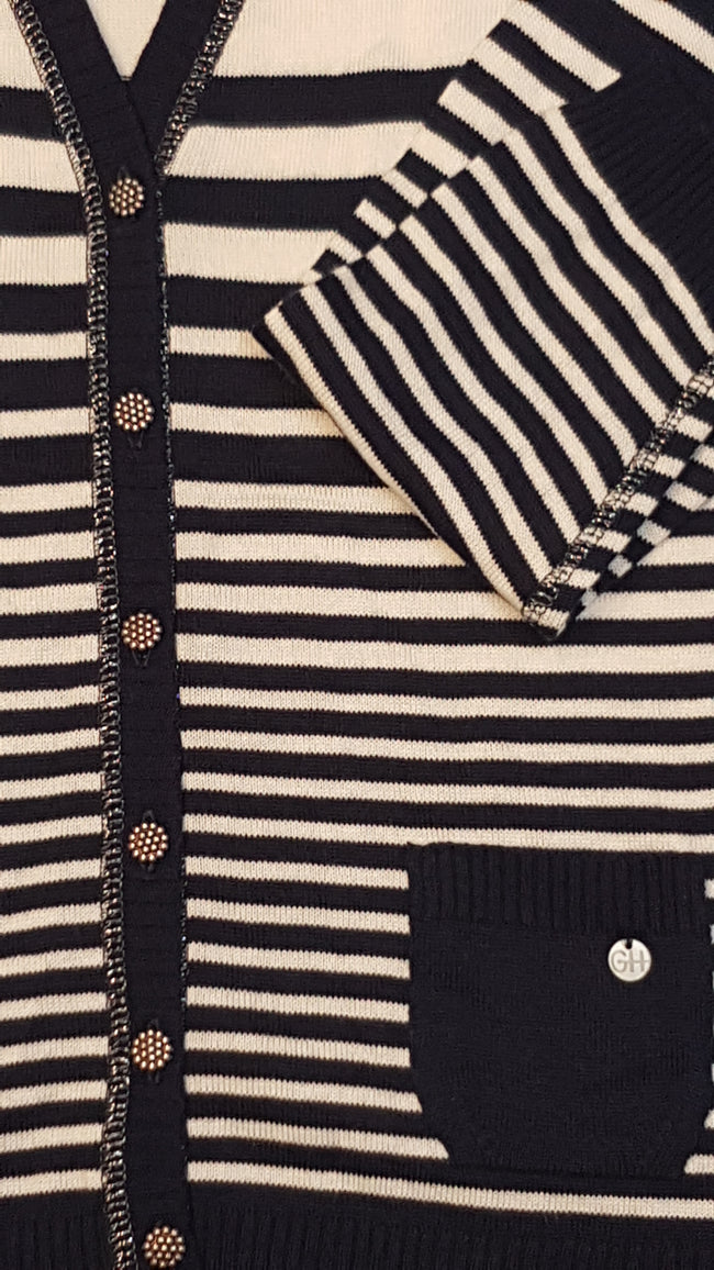 CÍMKÉS GOLLEHAUG EXTRAMINŐSÉGŰ,SZUPER SZOFT,SÖTÉTKÉK-FEHÉR CSÍKOS KISLÁNY KARDIGÁN Main Image