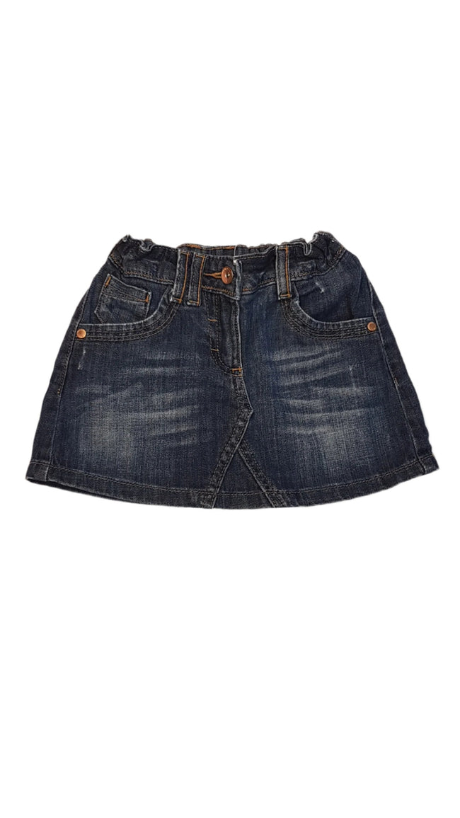 M&S DIVATOS KOPTATOTT  CÉRNA MINTÁS  FARMERSZOKNYA ÁLLÍTHATÓ GUMIS DERÉK RÉSSZEL Hover Image