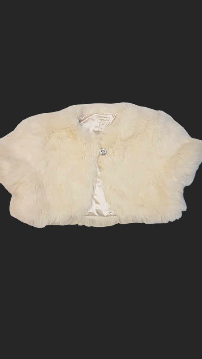 MONSOON PRÉMIUM MINŐSÉGŰ ELEGÁNS KISLÁNY SZŐRME  BOLERÓ 140 Hover Image