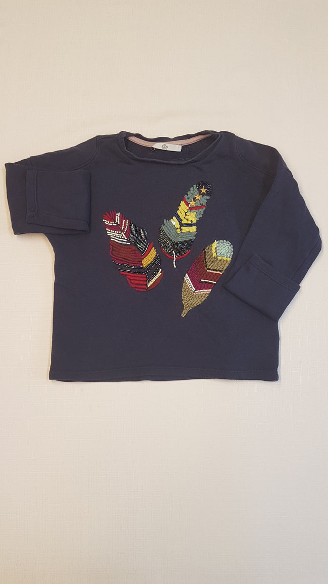 M&S KIDS GYÖNGYÖKKEL DÍSZÍTETT KISLÁNY PULÓVER 128 Hover Image