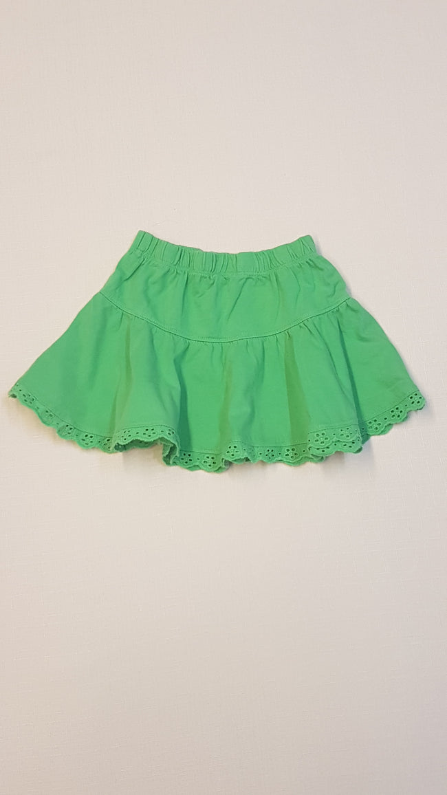 MOTHERCARE CSINI ZÖLD FODROS GUMIS DEREKÚ KISLÁNY SZOKNYA, CSIPKÉS AZ ALLJA 80 Hover Image