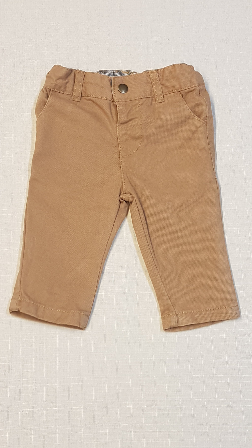 PRIMARK MOGYORÓ SZÍNŰ,VÁSZON KISFIÚ NADRÁG,ÁLLÍTHATÓ GUMIS DERÉKRÉSSZEL 68