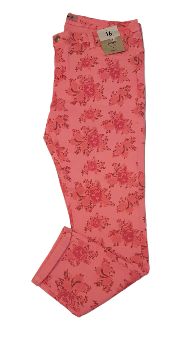 CÍMKÉS DENIM CO SKINNY,TRENDI,VIRÁGOS KISLÁNY FARMER NADRÁG 176 Hover Image