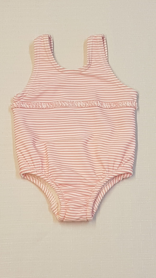 ÚJ M&S RÓZSASZÍN-CSÍKOS KISLÁNY FÜRDŐRUHA,PELENKA BETÉTTEL 62 Hover Image