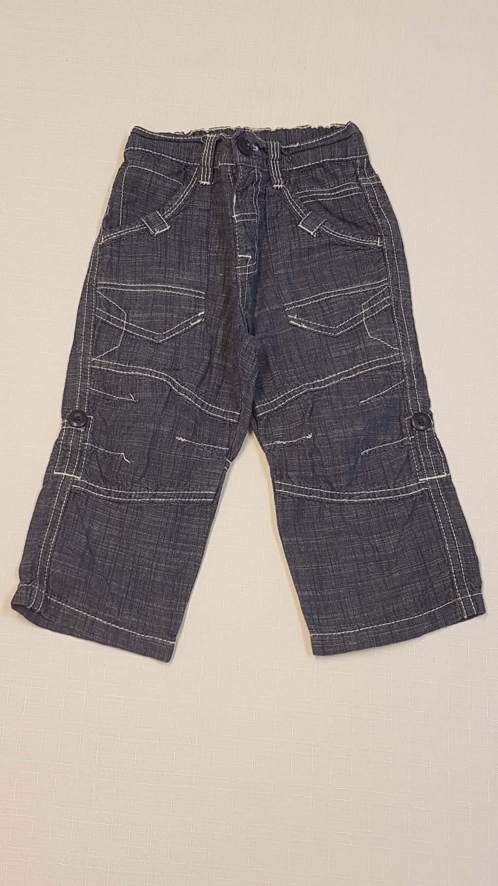 GEORGE CÉRNAMINTÁS,VÁSZON KISFIÚ NADRÁG,HÁROMNEGYEDES NADRÁGGÁ ALAKÍTHATÓ,ÁLLÍTHATÓ GUMIS DERÉKRÉSZ 80-86