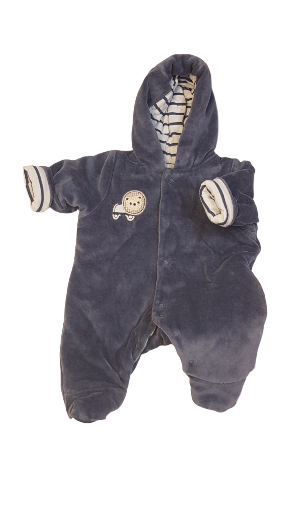 MOTHERCARE SÖTÉTKÉK,TÜKÖRBÁRSONY KISFIÚ OVERÁL 50