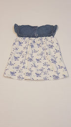 F&F VIRÁGOS KISLÁNY TUNIKA FELSŐ,VÁLLRÉSZNÉL FODROS FARMER RÉSSZEL 74