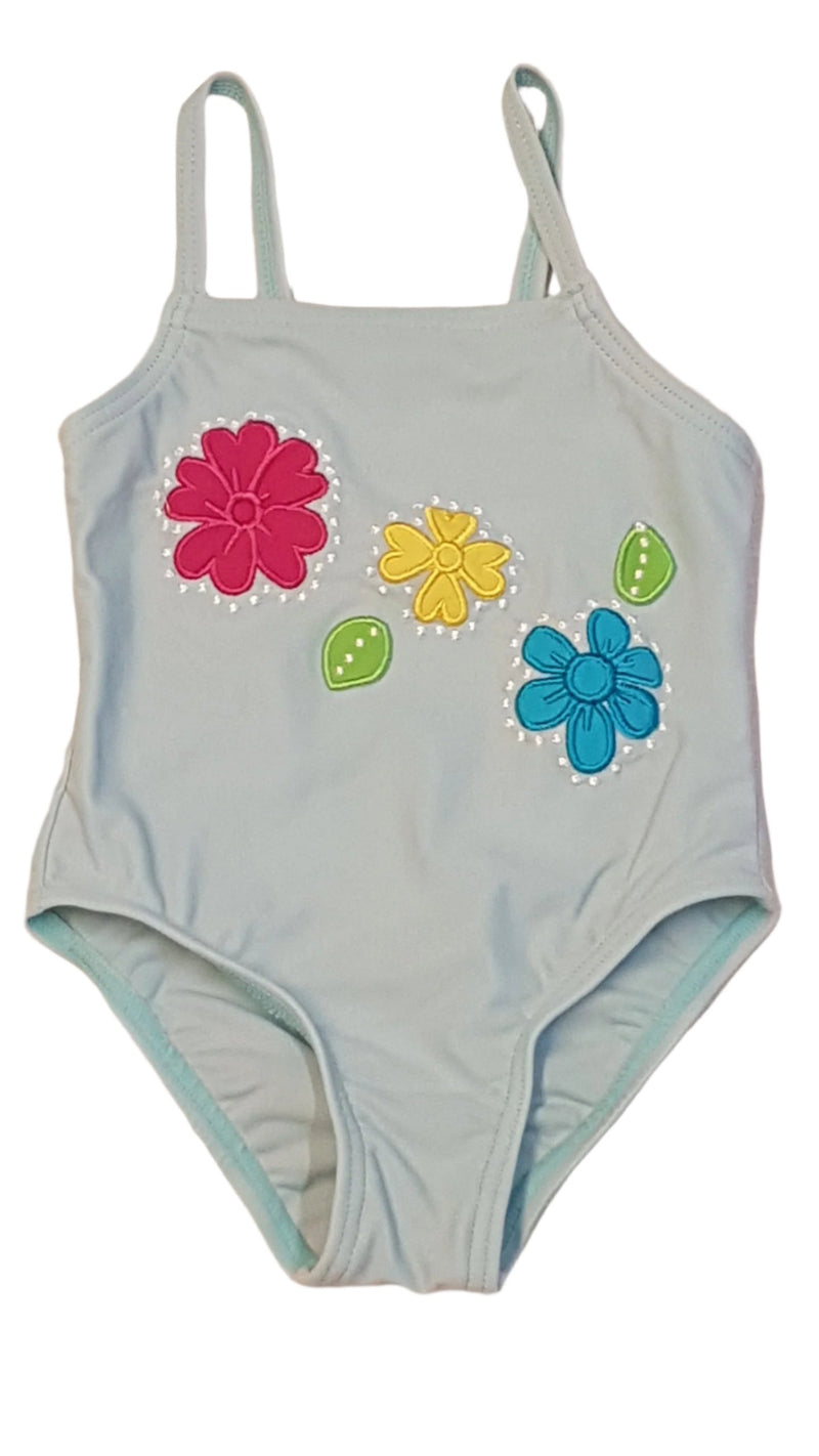 ADAMS KIDS CSODASZÉP,SZÍNES,HÍMZETT,VIRÁGOS KISLÁNY FÜRDŐRUHA 80