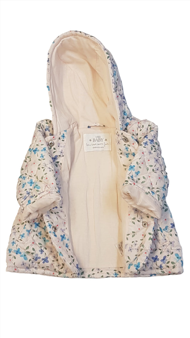 M&S BABY PILLE KÖNNYŰ,PATENTOS,APRÓVIRÁGMINTÁS KISLÁNY KABÁT 68 Main Image