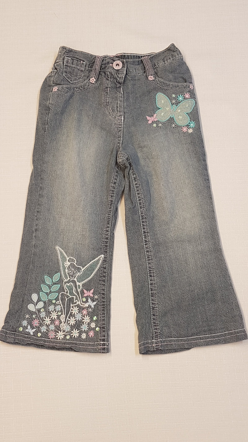 GEORGE DISNEY TINKER BELL KOPTATOTT,HÍMZETT,FLITTERES KISLÁNY FARMERNADRÁG,VÉKONY BÉLÉSSEL 92-98