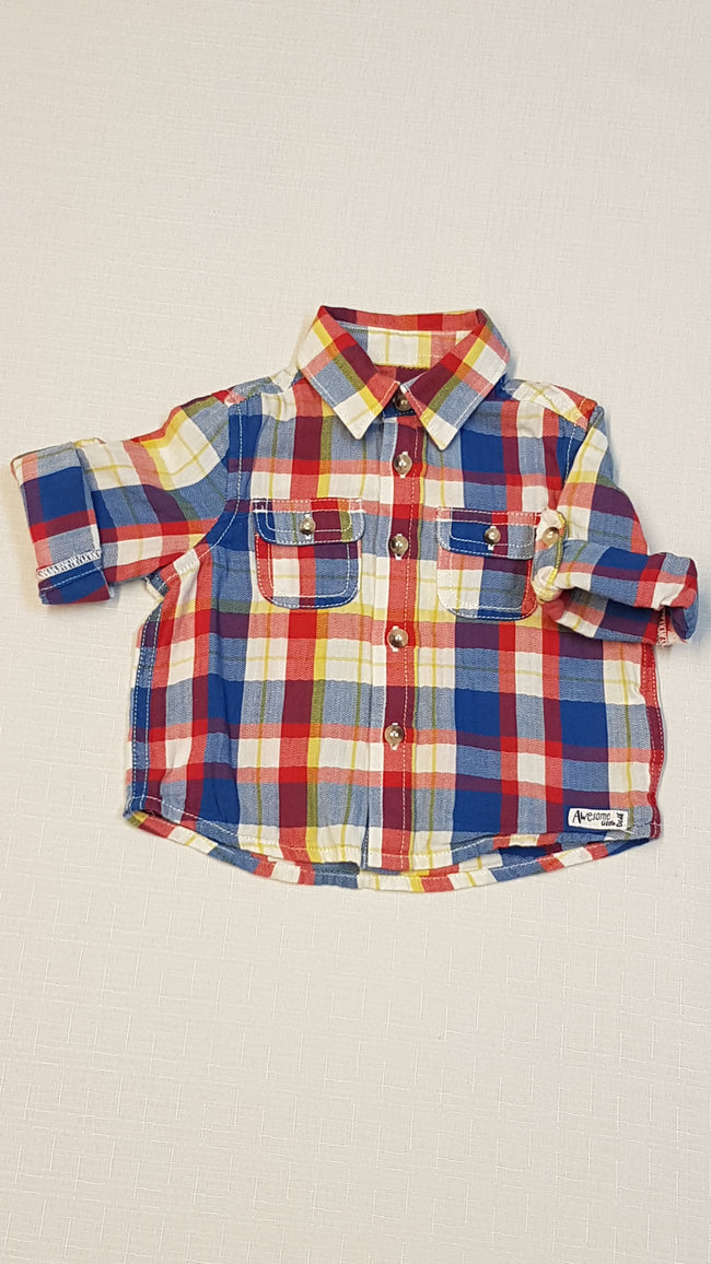 ÚJ MOTHERCARE MINŐSÉGI,SZÍNES KOCKÁS KISFIÚ ING 68 Hover Image