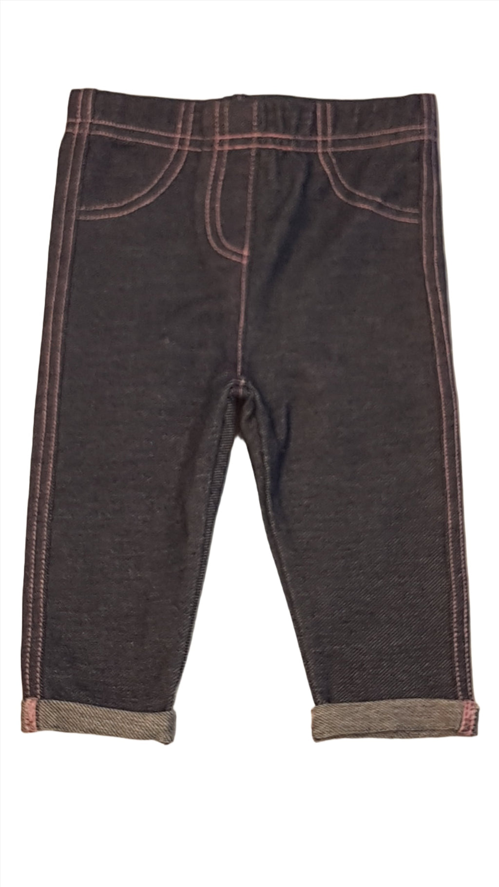 ÚJ GEORGE RÓZSASZÍN CÉRNAMINTÁS,FARMER HATÁSÚ KISLÁNY LEGGINGS 62-68