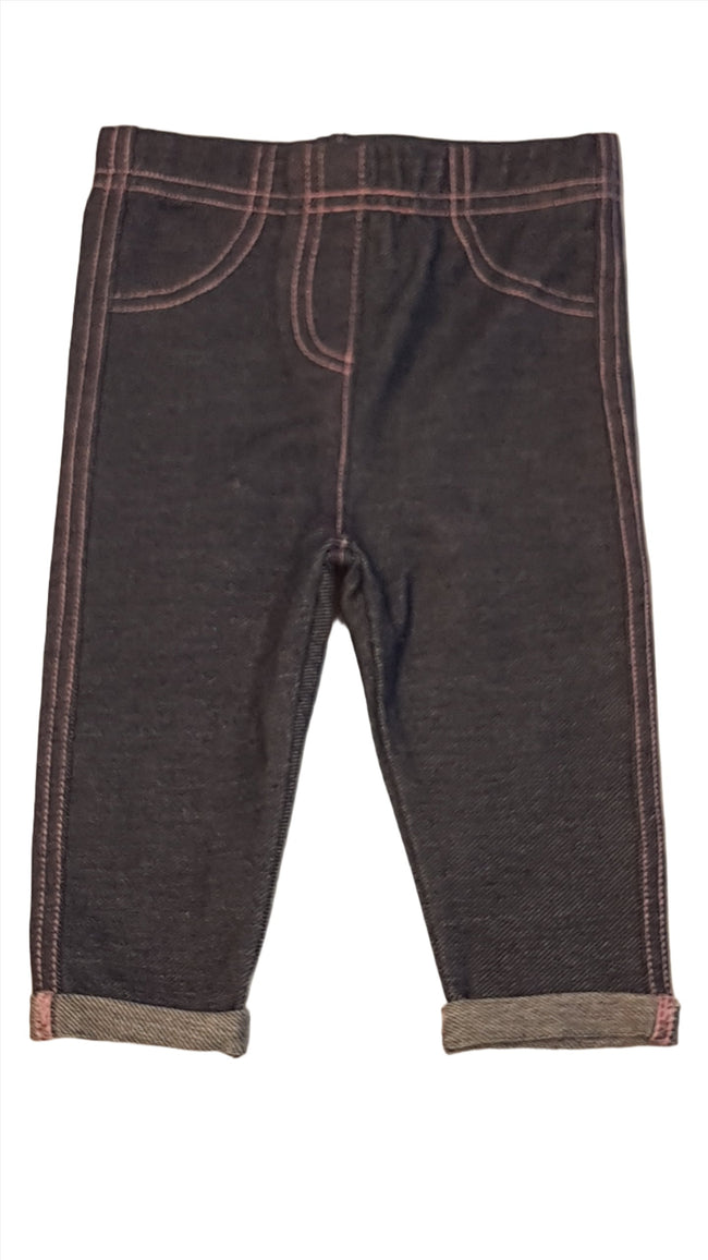 ÚJ GEORGE RÓZSASZÍN CÉRNAMINTÁS,FARMER HATÁSÚ KISLÁNY LEGGINGS 62-68 Hover Image