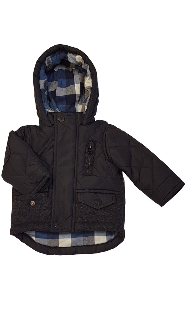 MINI REBEL SÖTÉTKÉK,ELEGÁNS,KAPUCNIS KISFIÚ TÉLIKABÁT 62 Hover Image