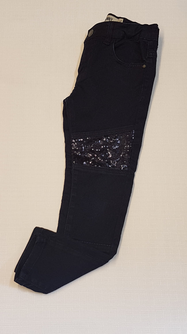 DENIM CO SÖTÉTKÉK,FLITTERES,CSINI KISLÁNY FARMERNADRÁG,ÁLLÍTHATÓ GUMIS DERÉKRÉSSZEL 122 Hover Image