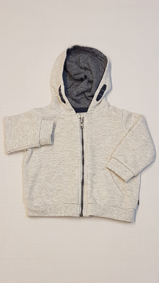 F&F SZÜRKE,KAPUCNIS,CIPZÁROS KISFIÚ PULÓVER 62 Hover Image