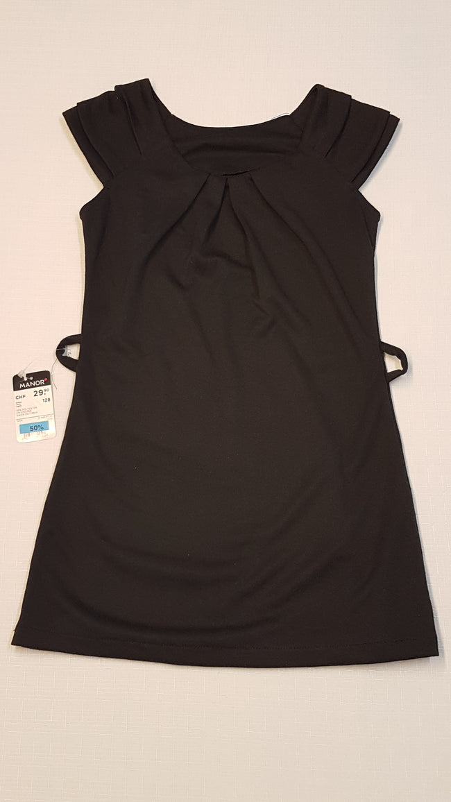 CÍMKÉS MANOR OLASZ DESIGNER FEKETE,ELEGÁNS KISLÁNY PAMUT RUHA 128 Hover Image