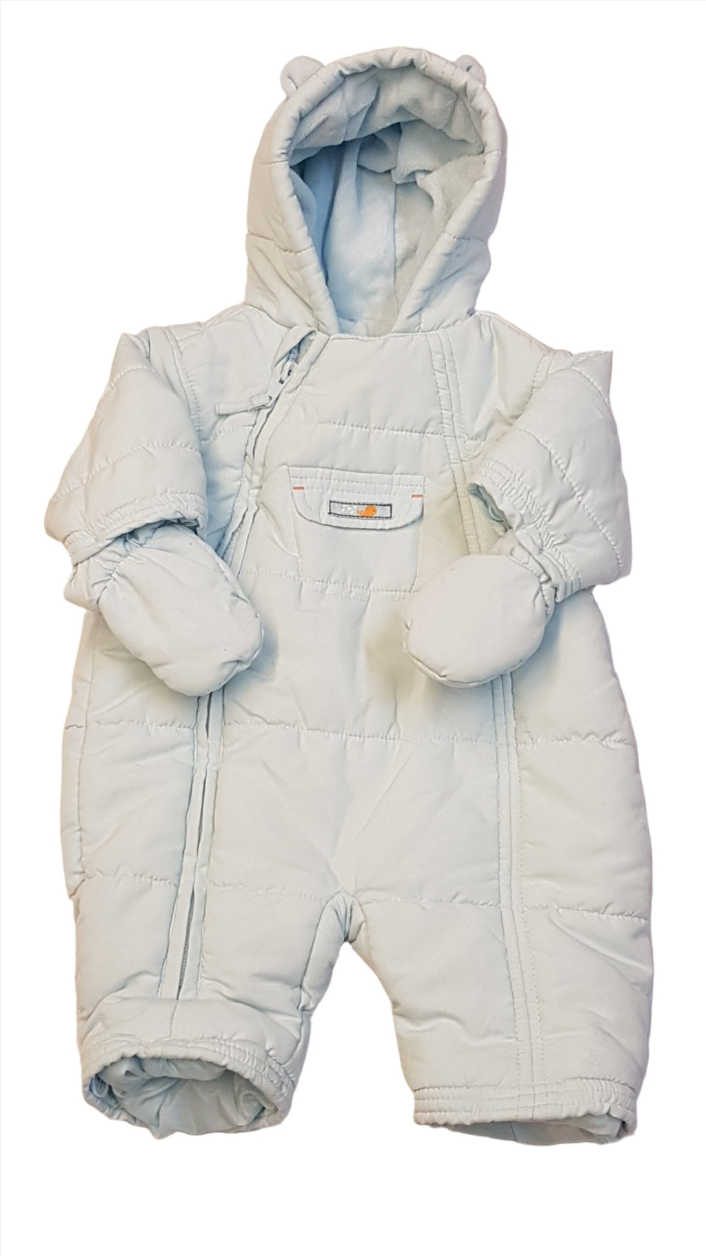 MOTHERCARE FÜLES,KAPUCNIS,ARANYOS KISFIÚ TÉLI OVERÁL 62