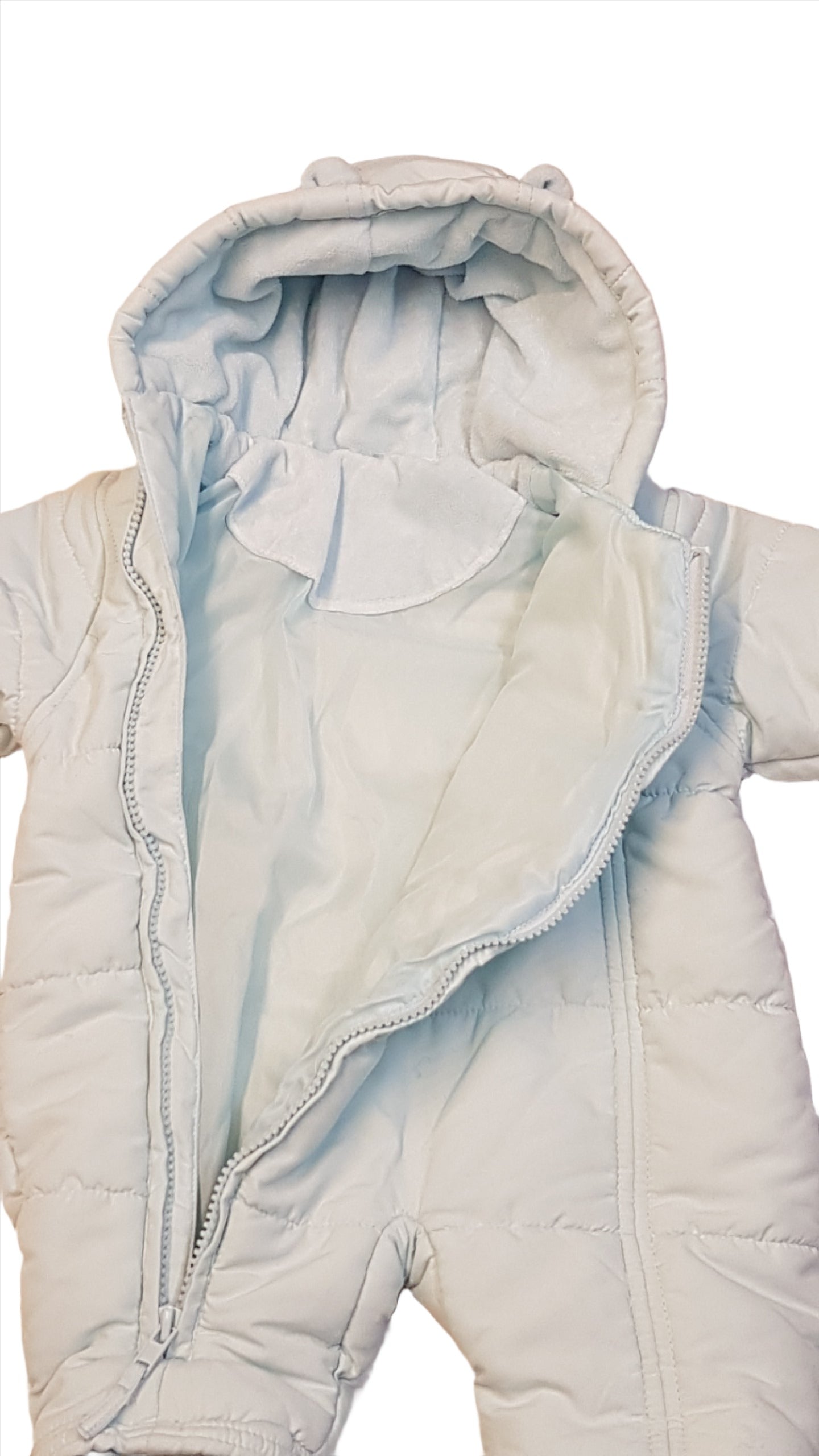 MOTHERCARE FÜLES,KAPUCNIS,ARANYOS KISFIÚ TÉLI OVERÁL 62