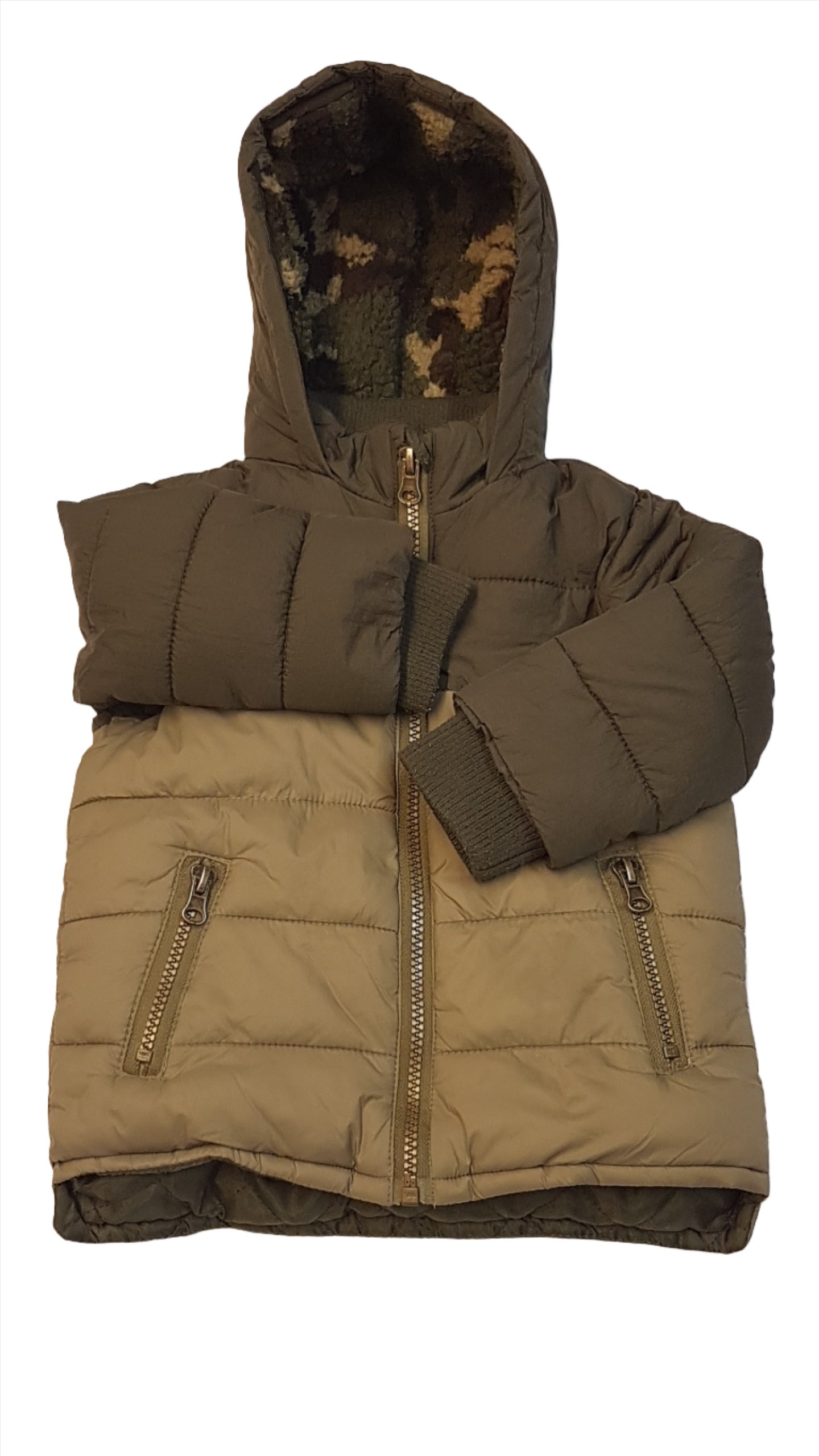 PRIMARK TRENDI,ÁLCAMINTÁS,OLIVAZÖLD KISFIÚ TÉLIKABÁT 80