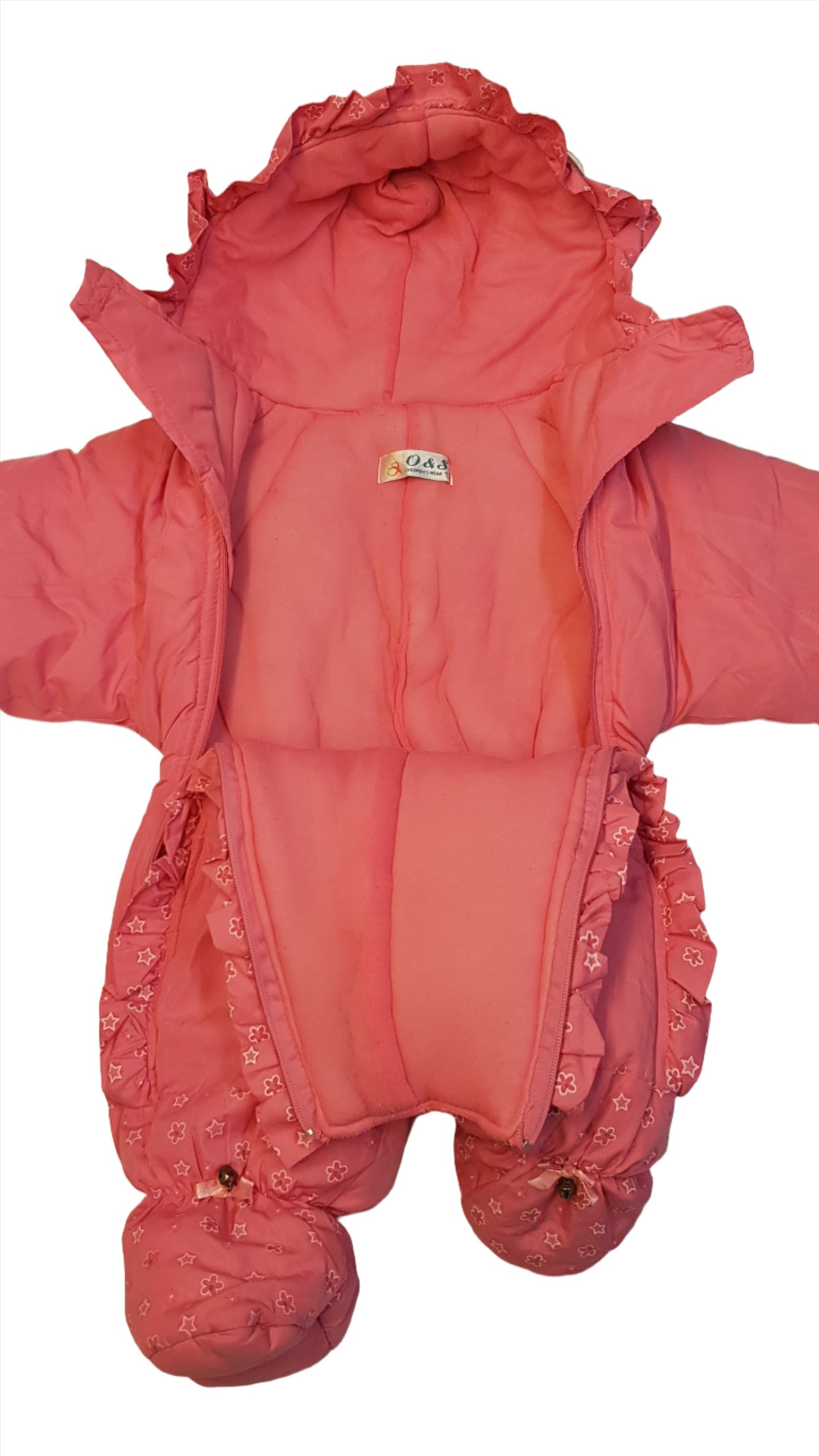 O&L HAPPY FELIRATÚ,HÍMZETT,FODROS,MACKÓS KISLÁNY OVERÁL 80-86