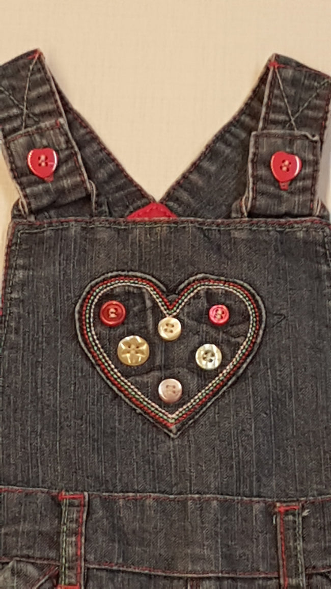 TU PUHA FARMER,KANTÁROS BÉLELT KISLÁNY NACI,SZÍNES SZÍVECSKÉS GOMBOKKAL,VIRÁGOKKAL DÍSZÍTVE 74-80 Main Image