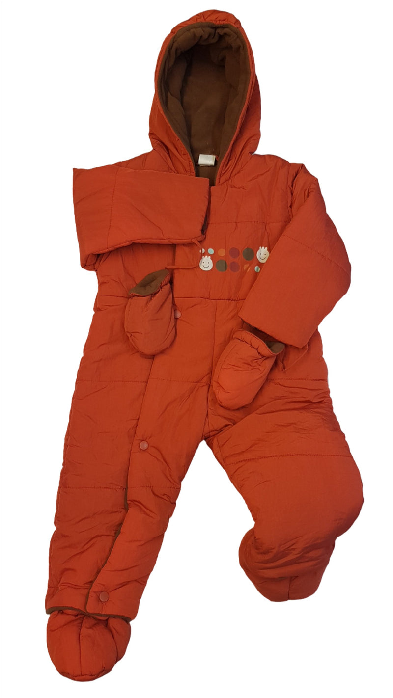 BABY CLUB TRENDI SZÍNŰ,ARANYOS,FIGURÁS KISFIÚ TÉLI OVERÁL 80