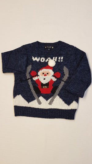 EST KNITWEAR   KÖTÖTT, PASIS, CSINI KISFIÚ PULÓVER, MIKULÁSSAL DÍSZÍTVE 116
