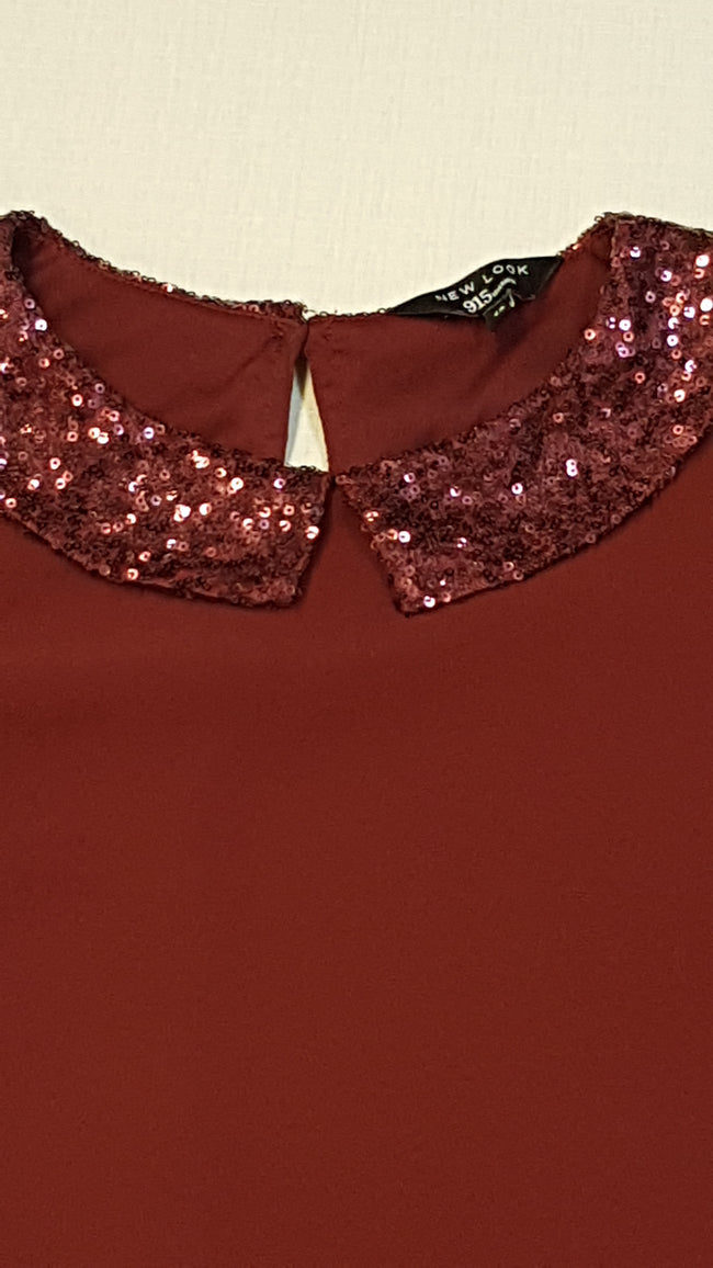 NEW LOOK GYÖNYÖRŰ SZÉP FLITTERES,GALLÉROS,ALKALMI KISLÁNY FELSŐ 152 Main Image