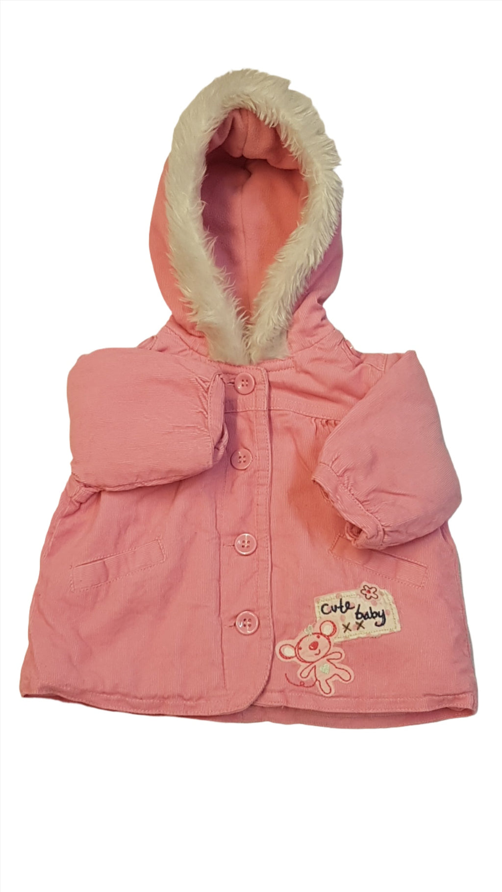 CHEROKEE MIKRÓBÁRSONY,CUTE BABY FELIRATÚ,KAPUCNIS KISLÁNY ÁTMENETI KABÁTKA 62