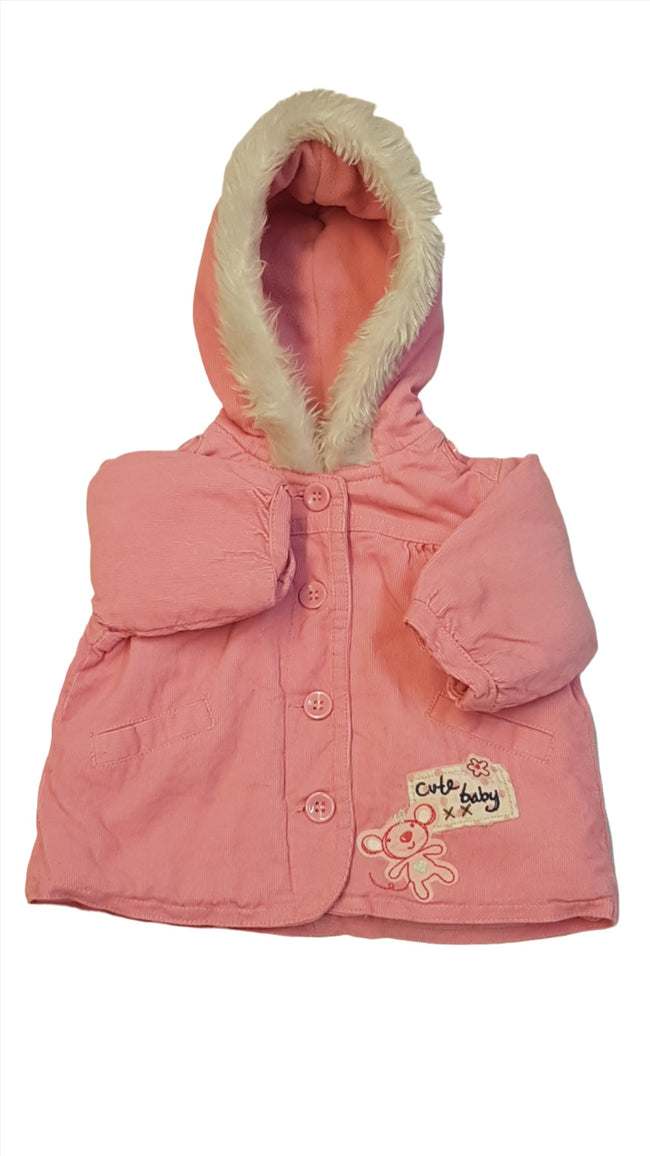 CHEROKEE MIKRÓBÁRSONY,CUTE BABY FELIRATÚ,KAPUCNIS KISLÁNY ÁTMENETI KABÁTKA 62 Hover Image