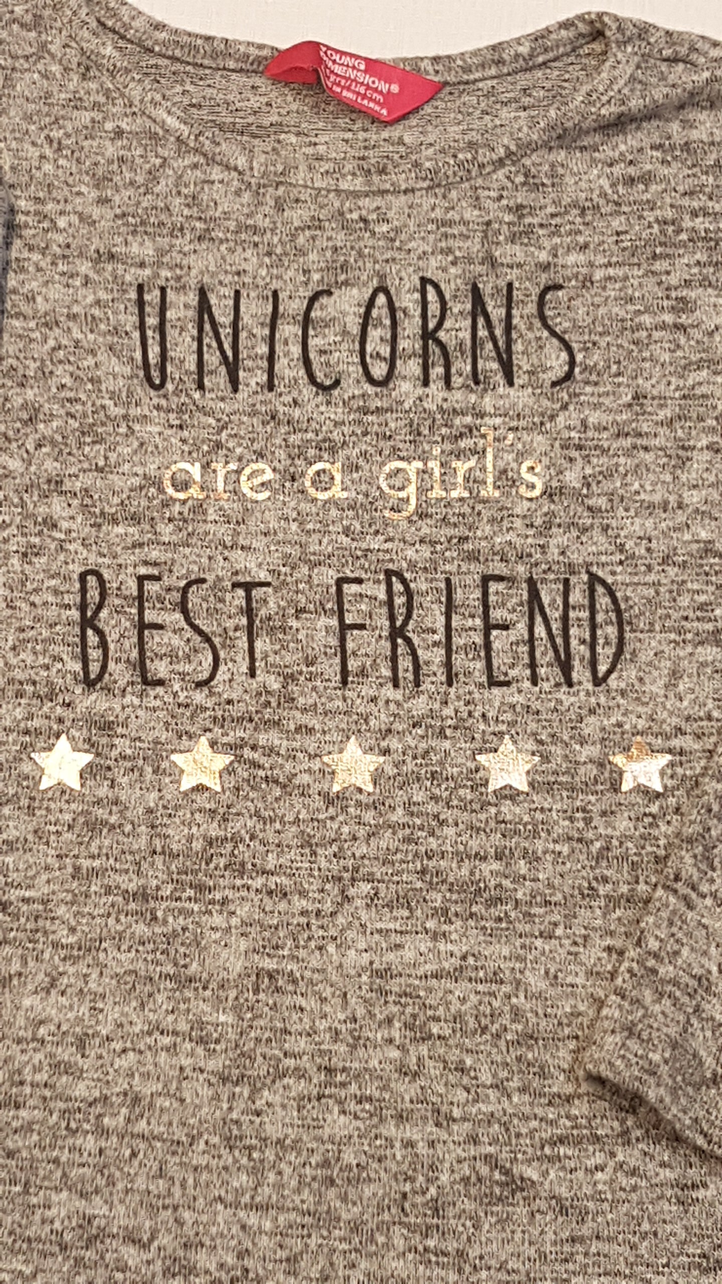 YOUNG DIMENSION TRENDI,UNICORN FELIRATÚ KISLÁNY DIVAT PULÓVER 116