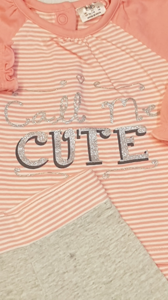 F&F CALL ME CUTE FELIRATÚ ARANYOS KISLÁNY SZETT 56 Main Image