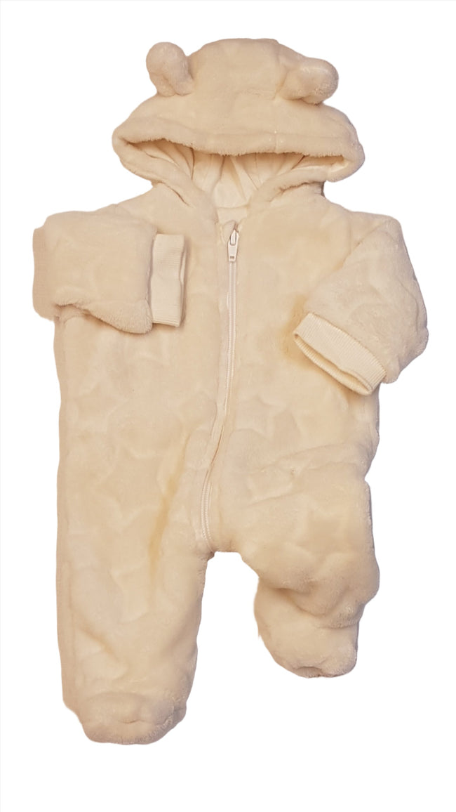 ÚJ NUTMEG KRÉMSZÍNŰ,NYOMOTT CSILLAGMINTÁS,WELLSOFT,SZŐRME,ÁTMENETI UNISEX OVERÁL  50 Hover Image
