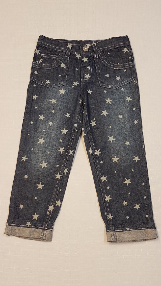 ÚJ MOTHERCARE CSILLAGMINTÁS,KISLÁNY FARMERNACI,ÁLLÍTHATÓ GUMIS DERÉKRÉSSZEL 98 Hover Image