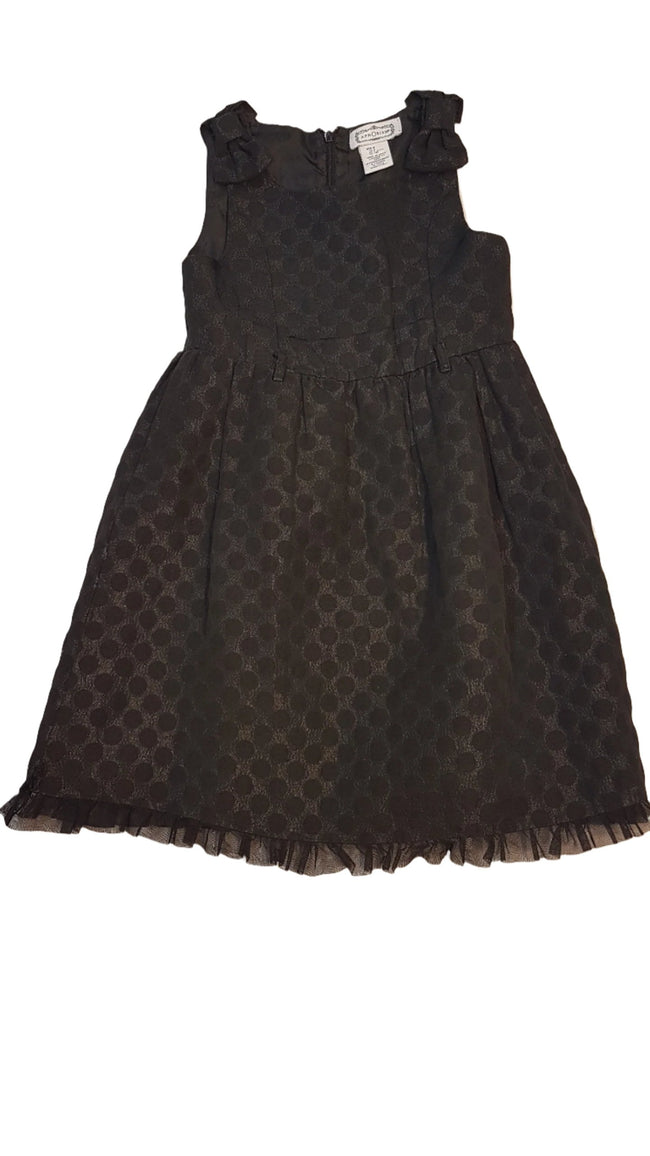 APHORISM FEKETE,PÖTTYÖS,TÜLLÖS,VÁLLRÉSZNÉL MASNIS,ALKALMI KISLÁNY RUHÁCSKA 128 Hover Image