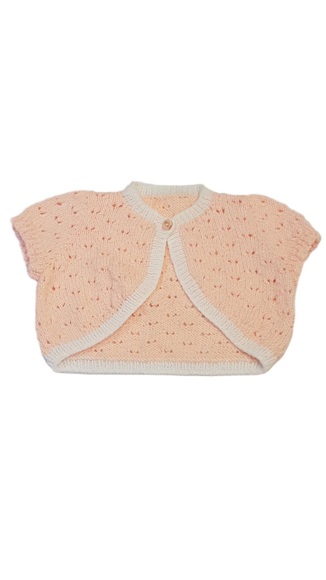 ÚJ CSODÁLATOS,KÖTÖTT,EZÜSTSZÁLAS,CSILLOGÓS KISLÁNY BOLERÓ 80-86 Hover Image