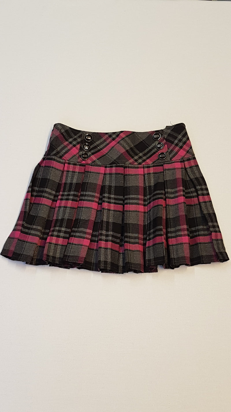 F&F KIDS NAGY KOCKÁS,EZÜST SZÁLAS,RAKOTT KISLÁNY DIVATSZOKNYA,ÁLLÍTHATÓ GUMIS DERÉKRÉSSZEL 128