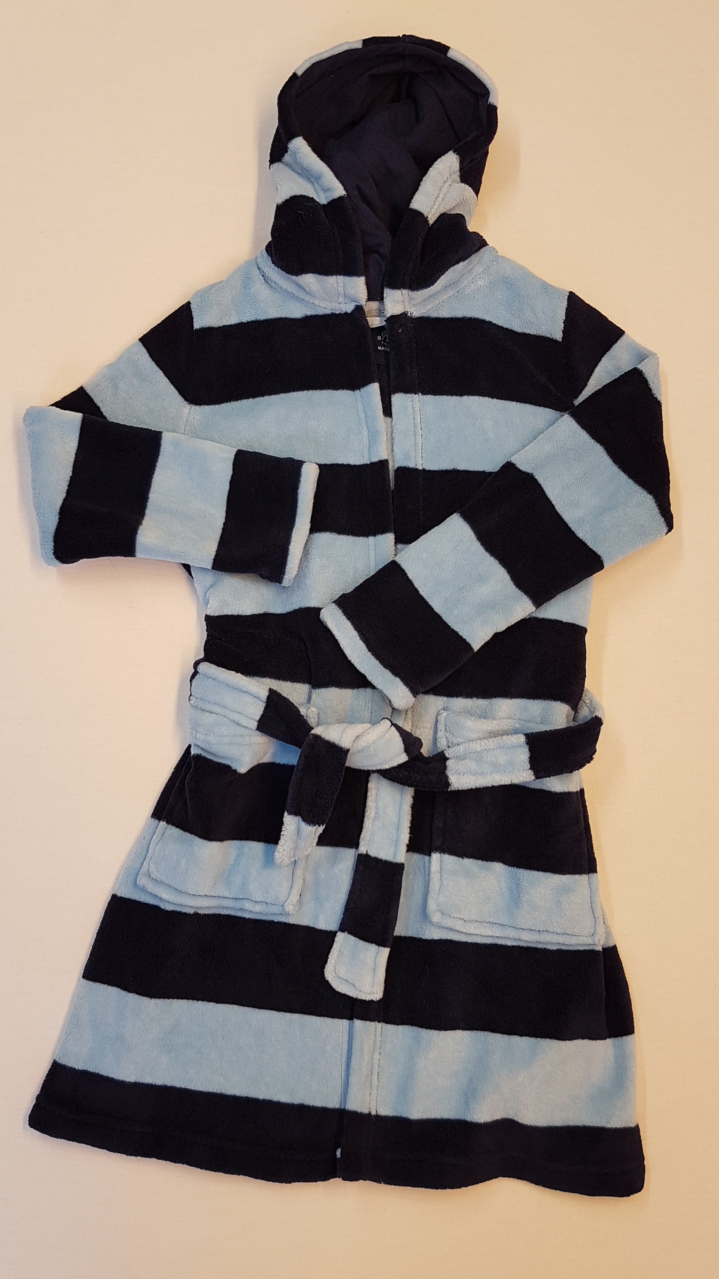 PRIMARK KÉK VASTAG CSÍKOS,PUHA KISFIÚ KÖNTÖS 128