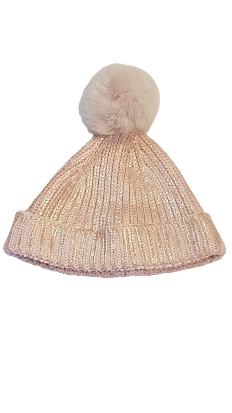 F&F TRENDI,CSILLOGÓ SZÁLAS,PÚDER SZÍNŰ,KISLÁNY POMPONOS SAPI 128-140